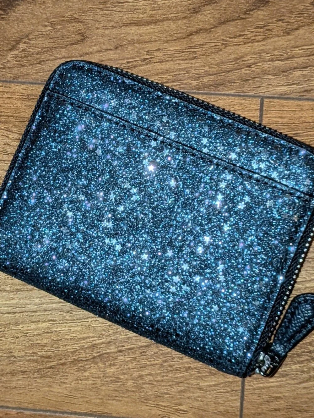 Coach Glitter Zip-Around Wallet in Dark Blue